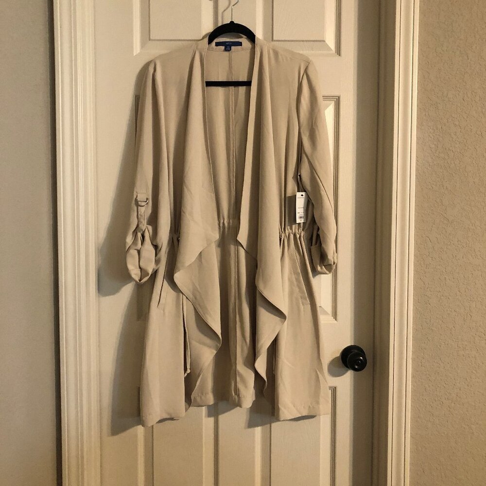 Apt.9 BNWT beige open drape waterfall cinched drawstring waist jacket blazer XXL